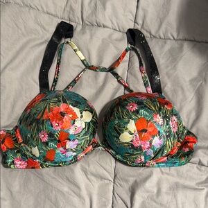 Victoria’s Secret 36D Floral Print Women's bikini top BOMBSHELL shine strap